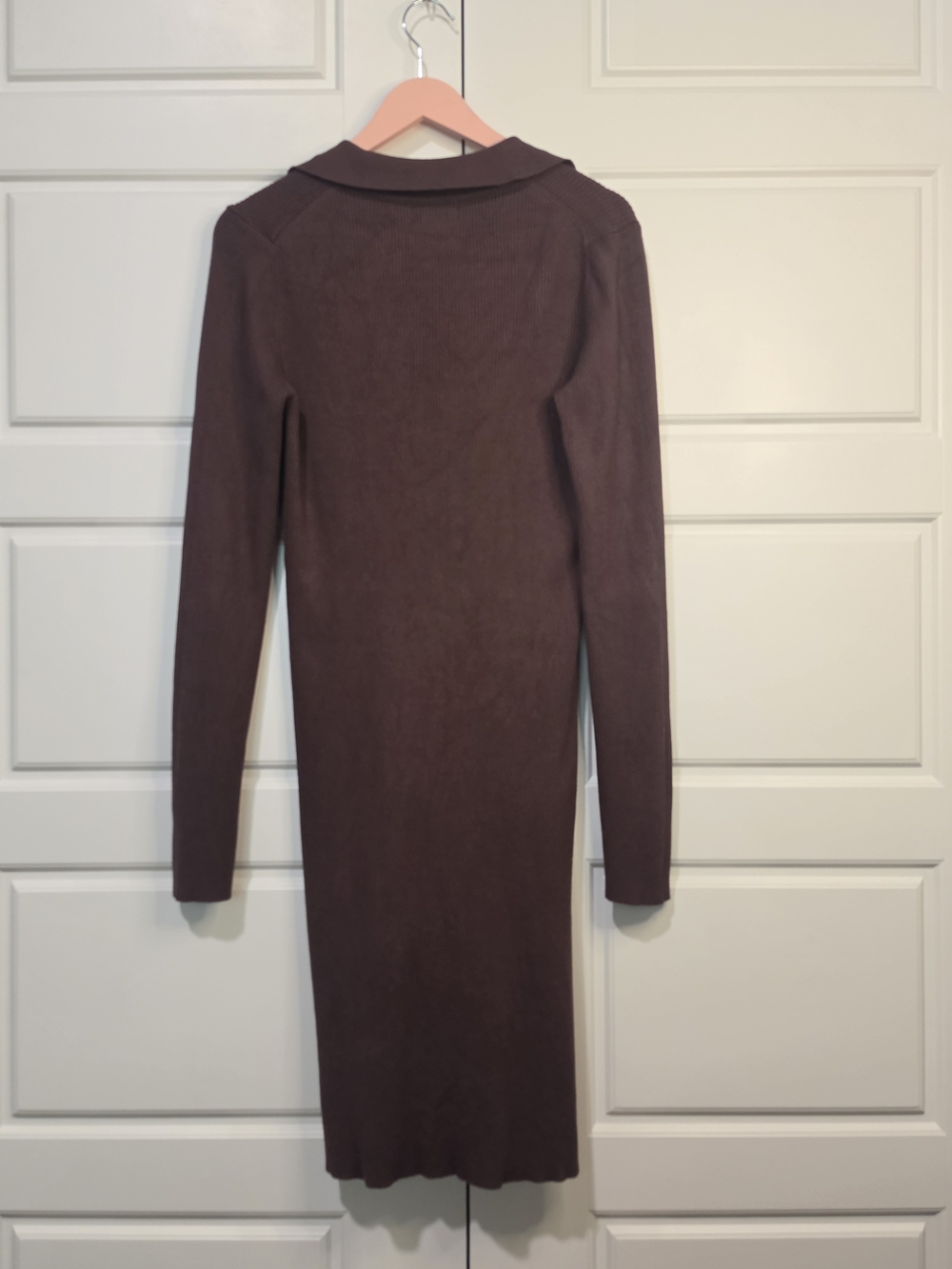 House of Harlow 1960 Ribbed Polo Midi Dress Brown size Large - Picture 2 of 6